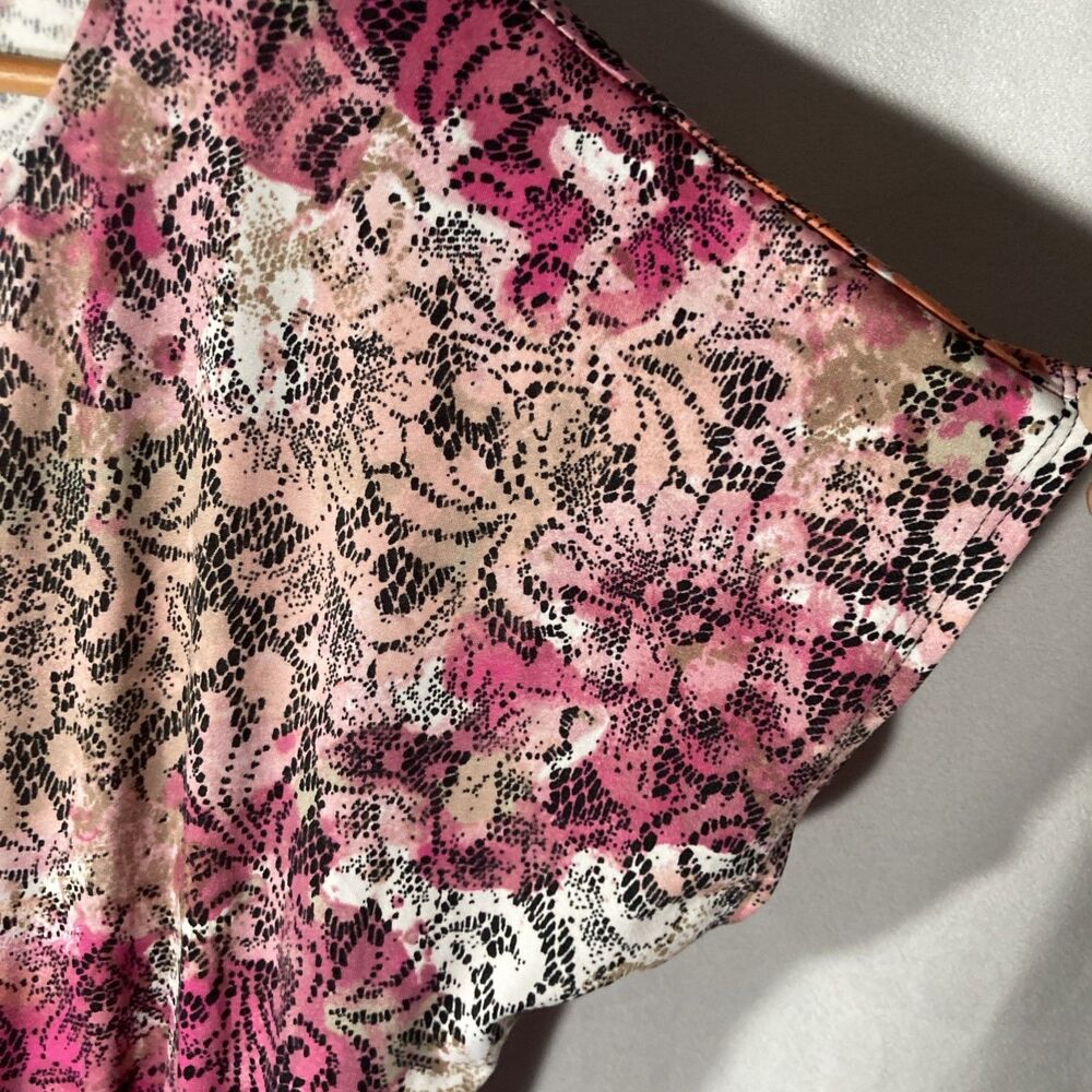 KIM ROGERS dress PL multicolor floral scoop neck dolman sleeves a-line - Picture 6 of 9